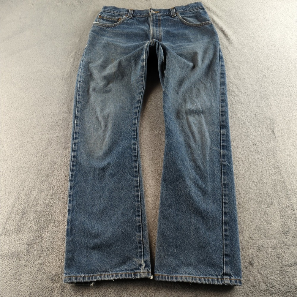 Vintage Y2K Levis 517 Jeans Mens 34x32 Blue Faded Distressed Bootcut Denim Pants